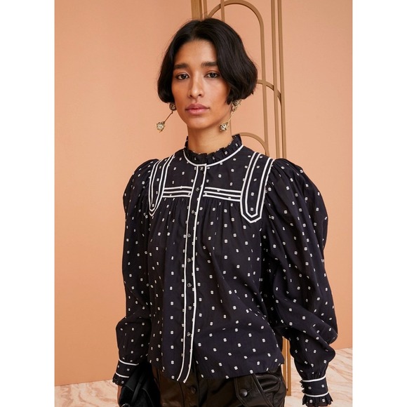 Ulla Johnson Tops - Ulla Johnson *Sold Out* Abigail Black Dot Blouse - Size 4